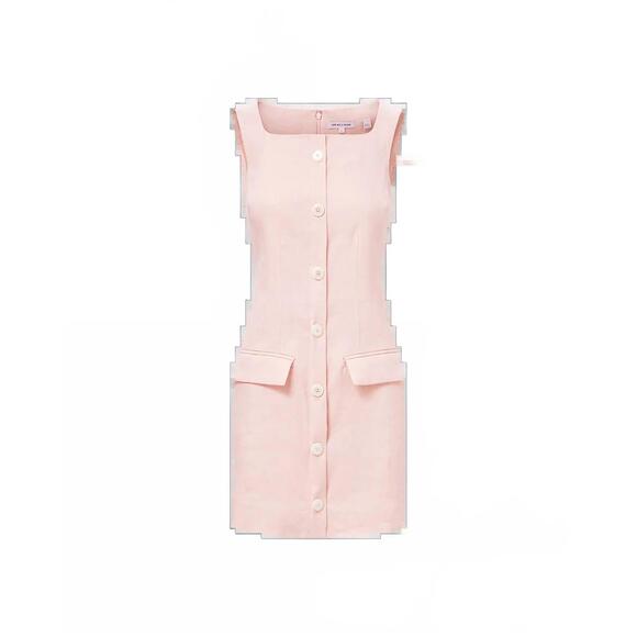 NEW VERONICA BEARD evan linen mini dress in pink shell